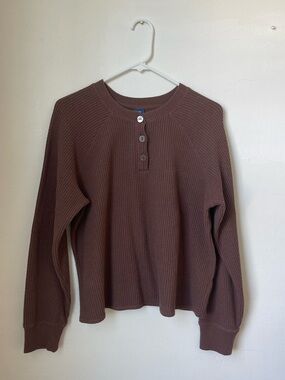 Old Navy Waffle Henley Top Medium Brown